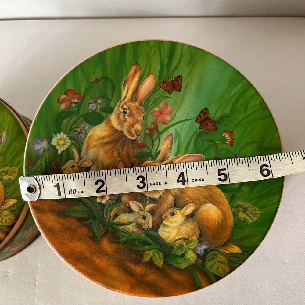 Vintage Bunny Rabbit Tin Nesting Box Set of 2 Easter